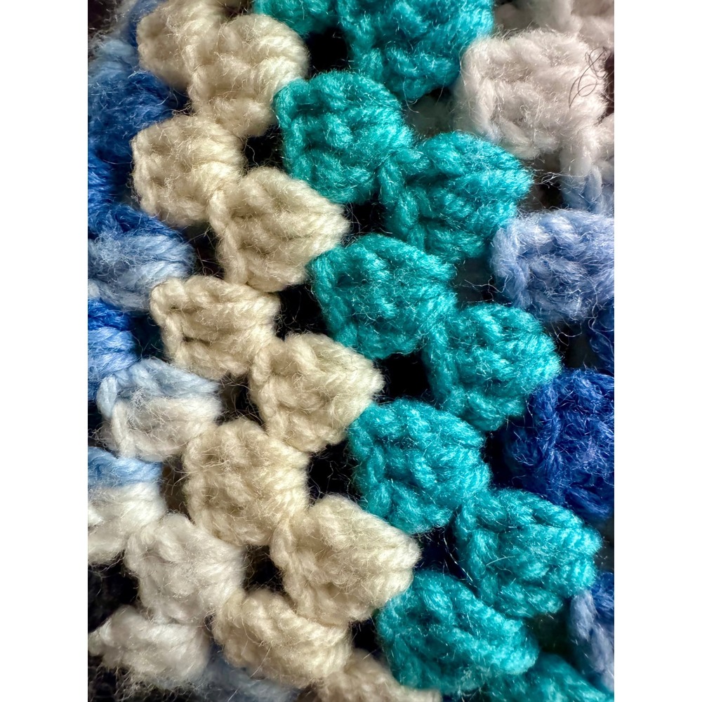 Vintage Handmade Crochet Afghan Throw Blanket Square 55x55 Boho Cottage - Picture 6 of 11